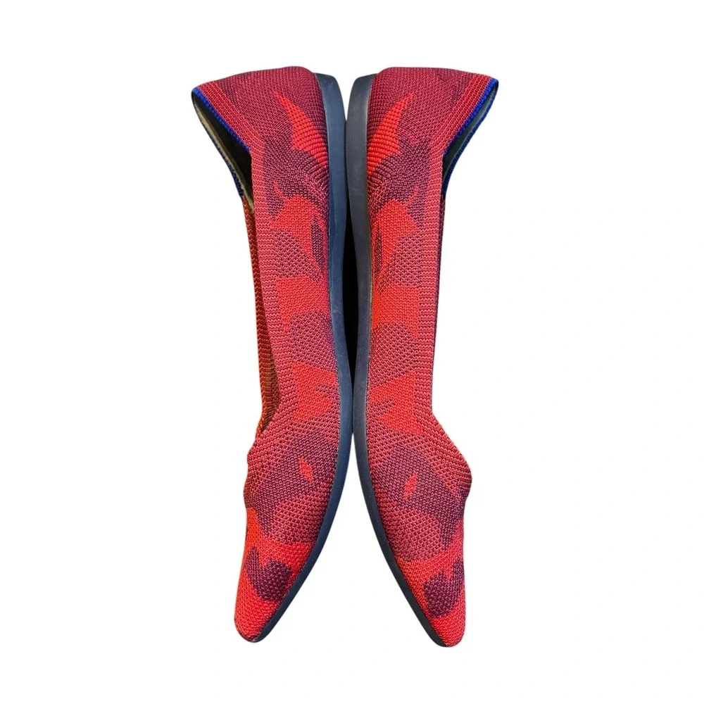 Rothy's The Point Shoes Womens Size 7.5 Red Purple Camo‎ Flats Knit Washable Eco